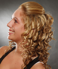 Casual Half Up Long Curly Hairstyle - click to view hairstyle information