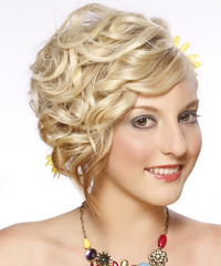 Formal Updo Medium Curly Hairstyle - click to view hairstyle information
