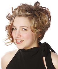 Casual Updo Medium Curly Hairstyle - click to view hairstyle information