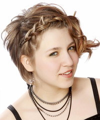 Casual Updo Medium Curly Hairstyle - click to view hairstyle information