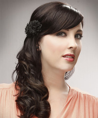 Formal Half Up Long Curly Hairstyle - click to view hairstyle information