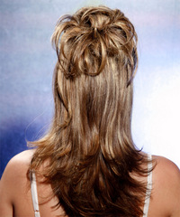 Casual Half Up Long Straight Hairstyle - click to view hairstyle information