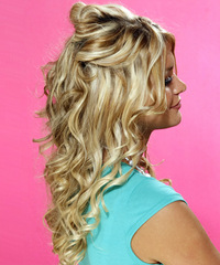 Formal Half Up Long Curly Hairstyle - click to view hairstyle information