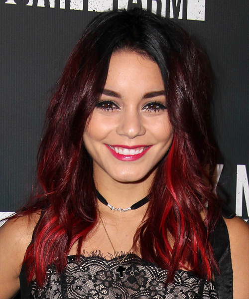 Vanessa Hudgens Long Straight   Dark Red   Hairstyle