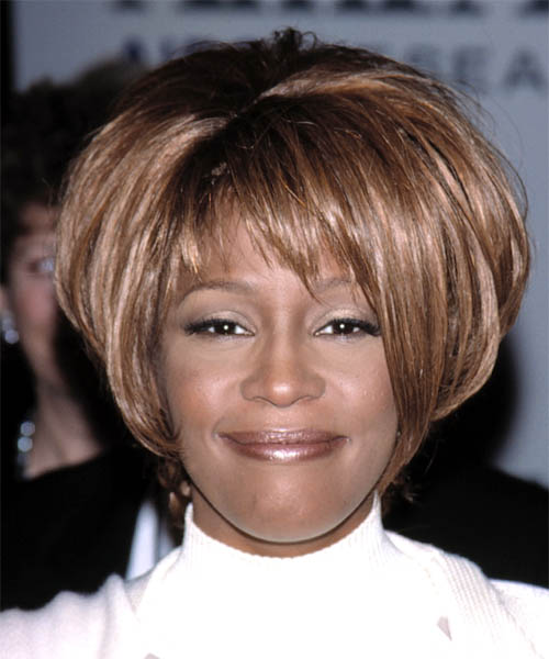 Whitney Houston Short Straight   Light Brunette Bob  Haircut