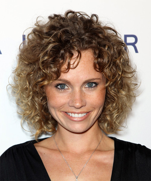 Katie Cooper Medium Curly Casual Hairstyle - Medium Brunette Hair Color