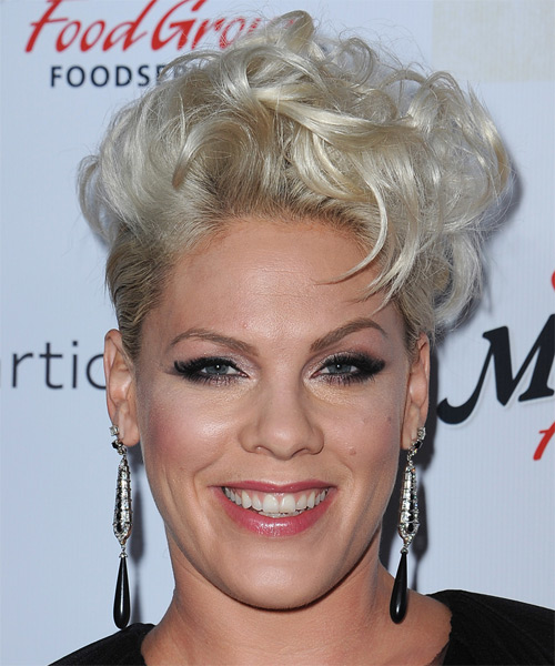 Pink Short Hairstyle with Big Waves