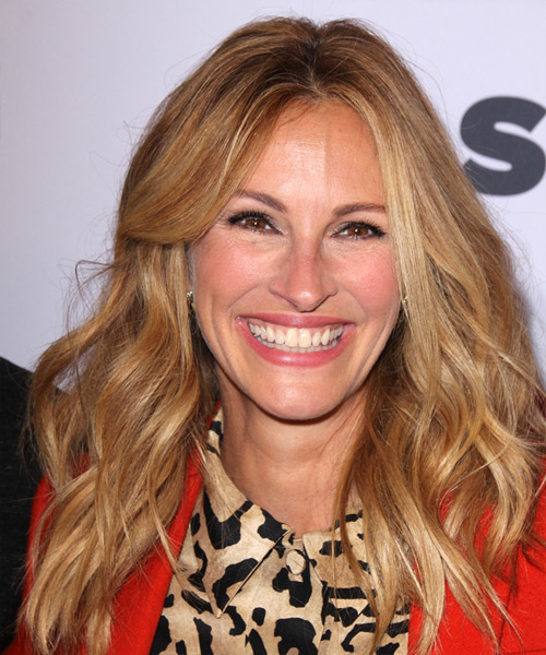 Julia Roberts Long Wavy Dark Copper Blonde Boho Waves with Light Blonde Highlights