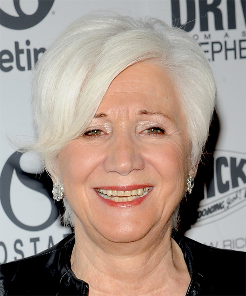 Olympia Dukakis Short Straight   Light White Grey   with Side Swept Bangs