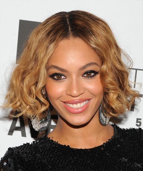 Beyonce Knowles Short Wavy   Light Golden Brunette Bob  Haircut