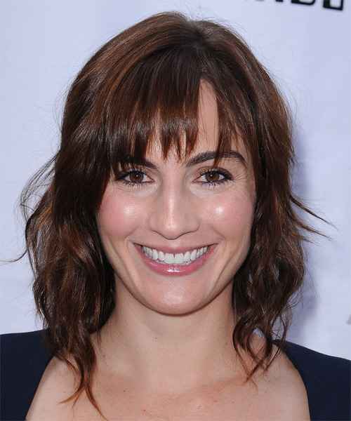 Alison Haislip Medium Wavy    Brunette   Hairstyle with Layered Bangs