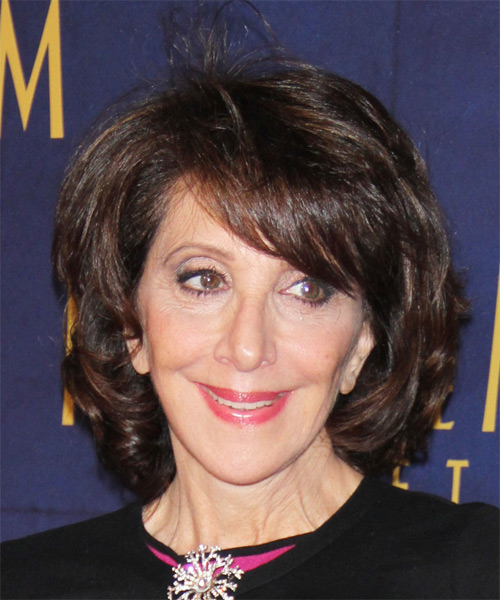 Andrea Martin Medium Straight   Dark Mocha Brunette   with Side Swept Bangs