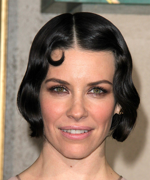 Evangeline Lilly Short Wavy   Black    Hairstyle