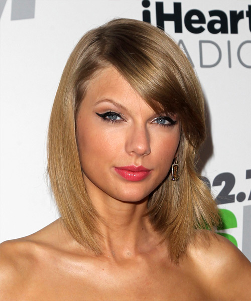 Taylor Swift Medium Straight   Dark Golden Blonde   with Side Swept Bangs