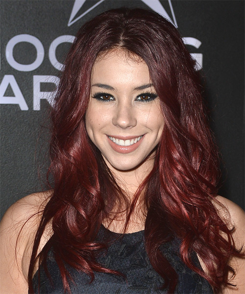 Jillian Rose Reed Long Wavy   Burgundy   Hairstyle