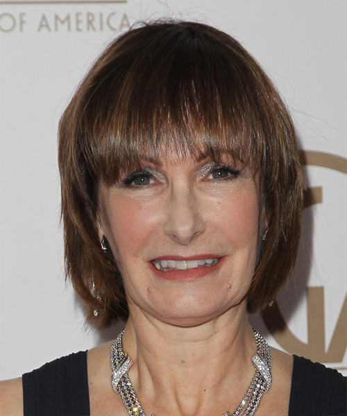 Gale Anne Hurd Medium Straight    Brunette   with Blunt Cut Bangs