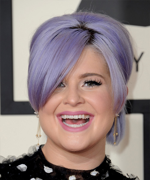 Kelly Osbourne Medium Straight    Updo with Side Swept Bangs