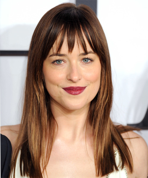 Dakota Johnson Long Straight Brunette Hairstyle 