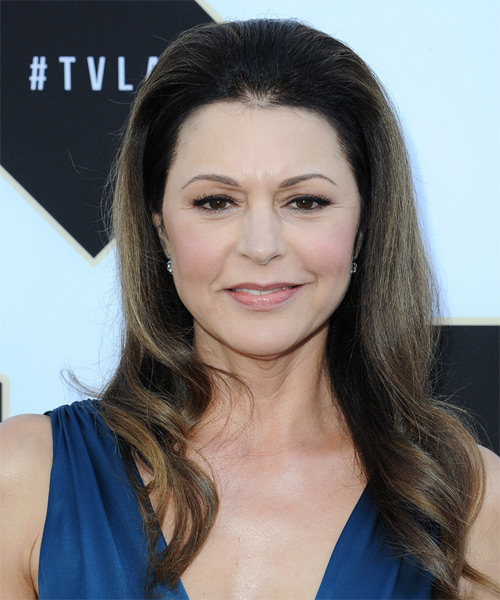 Jane Leeves Long Wavy   Dark Brunette   Hairstyle