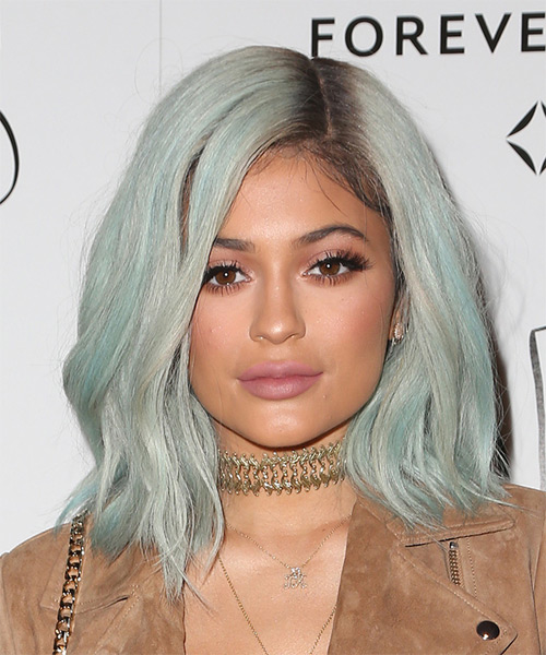 Kylie Jenner Medium Straight   Green    Hairstyle