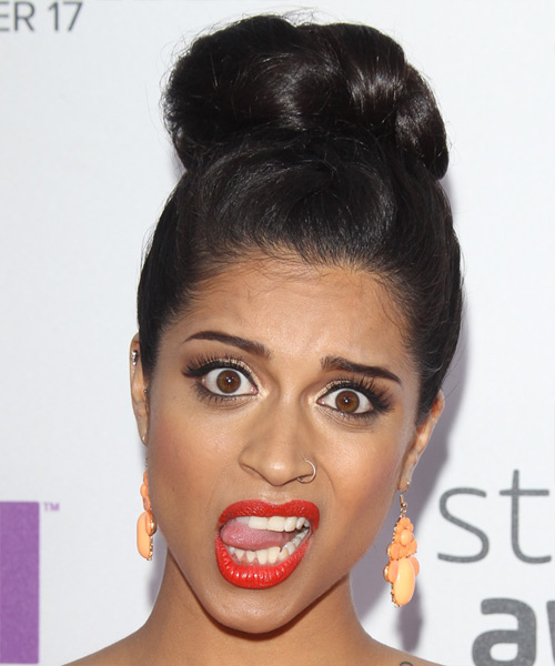 Lilly Singh Long Straight   Black   Updo Hairstyle