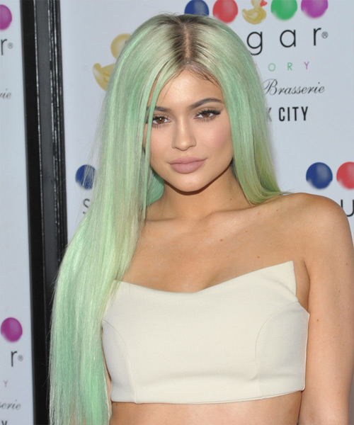Kylie Jenner Long Straight   Green    Hairstyle