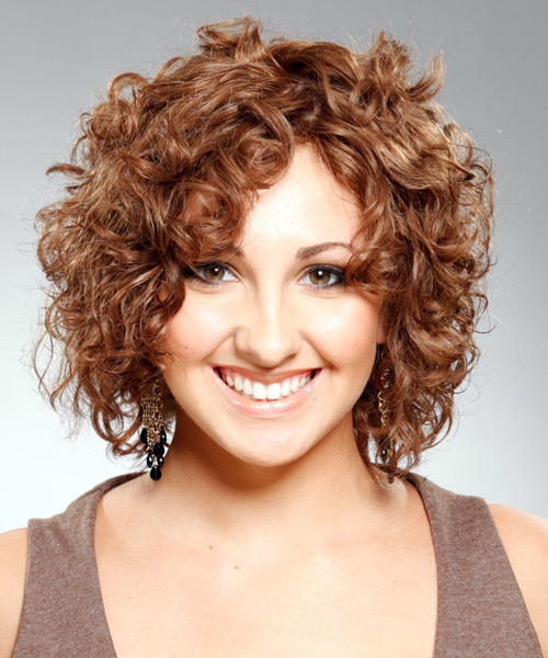 Curly Light Brown Medium Hairstyle With Body And Bounce