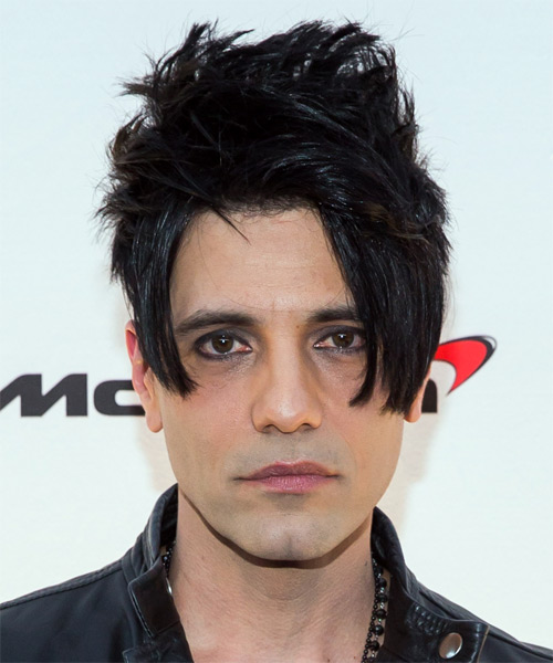 Criss Angel Short Wavy   Black    Hairstyle with Asymmetrical Bangs 