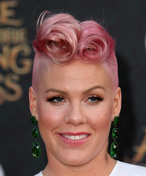Pink Short Curly   Pink  Mohawk  Hairstyle  