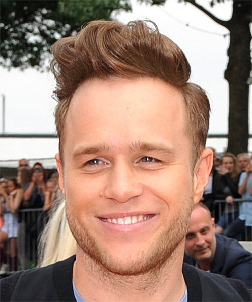 Olly Murs Short Straight   Light Brunette Mohawk  Hairstyle with Side Swept Bangs