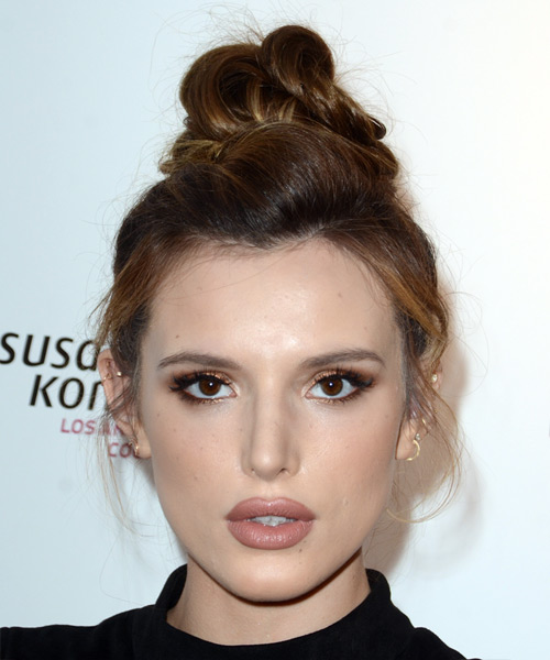 Bella Thorne Long Straight   Dark Red  Updo Hairstyle