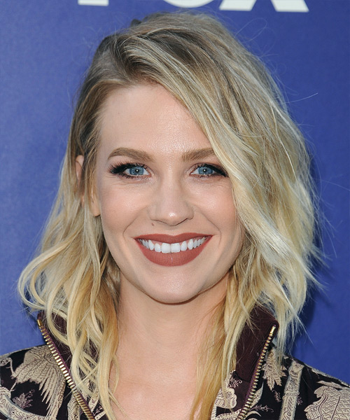 January Jones Medium Wavy   Light Blonde Bob