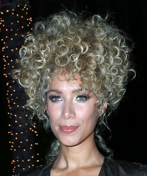 Leona Lewis Medium Curly   Light Blonde Updo Hairstyle