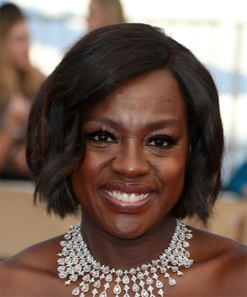 Viola Davis Short Straight   Black  Bob  Haircut