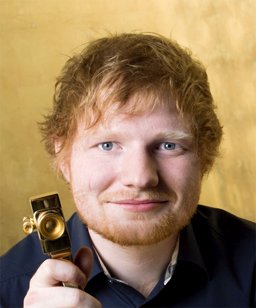 Ed Sheeran Short Wavy   Light Copper Red   Hairstyle with Asymmetrical Bangs
