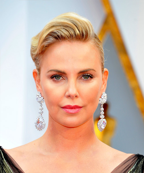 Charlize Theron Medium Wavy   Light Golden Blonde  Updo Hairstyle