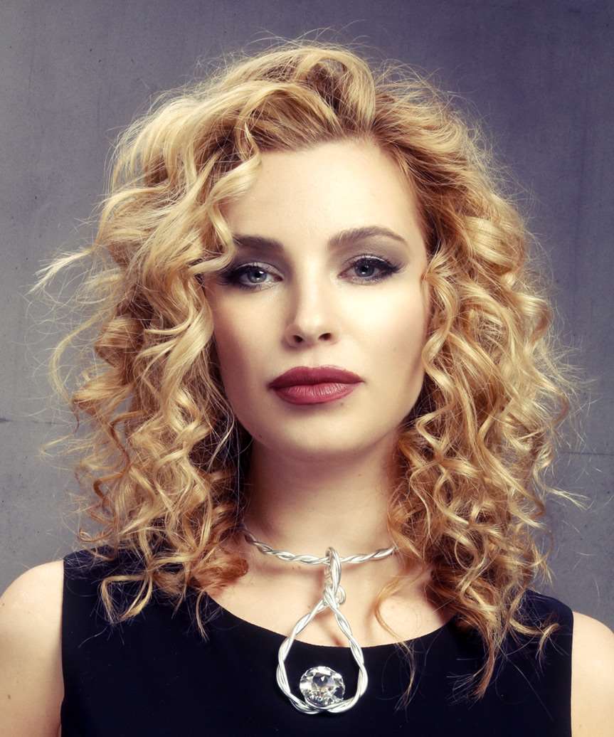 Curly Shoulder Length Golden Blonde Hairstyle