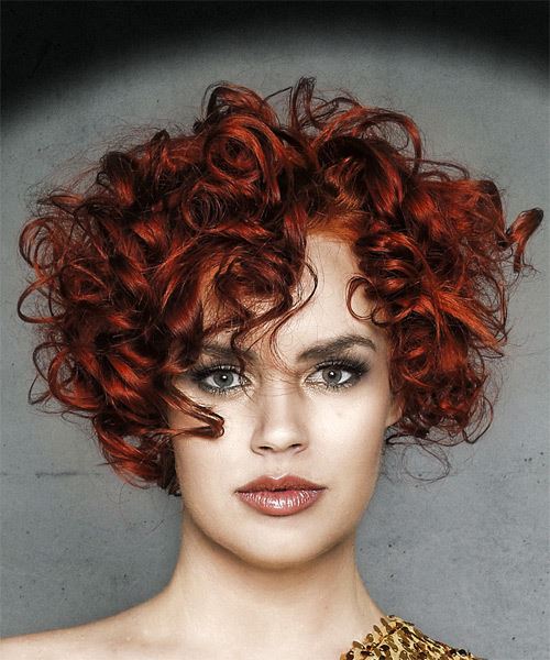 Short Layered Bold Red Curls
