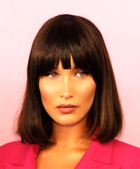 Naomi Campbell Medium Straight Dark Brunette Bob Haircut with Blunt Cut ...