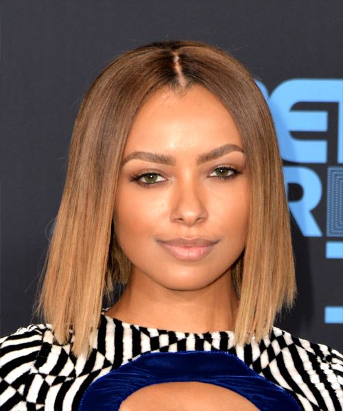 Kat Graham Medium Straight   Light Brunette Bob  Haircut