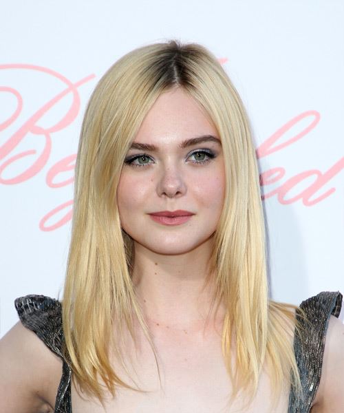 Elle Fanning Long Straight   Light Blonde   Hairstyle