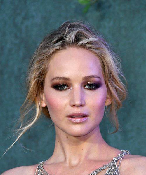 Jennifer Lawrence Medium Straight   Light Blonde Bob Updo