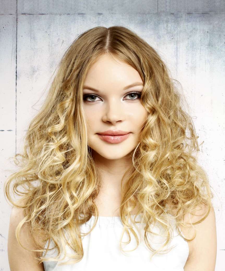 Long Curly Golden Blonde Hairstyle