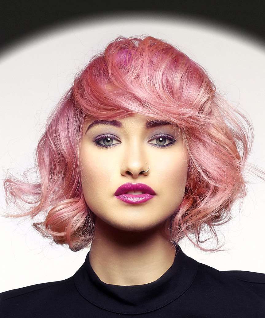 Short Wavy Pink Bob Haircut - Hairstyles By TheHairStyler.com