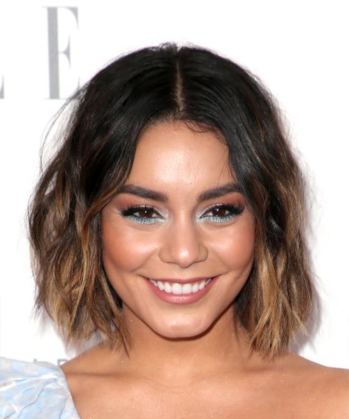 Vanessa Hudgens Short Wavy    Brunette Bob  Haircut