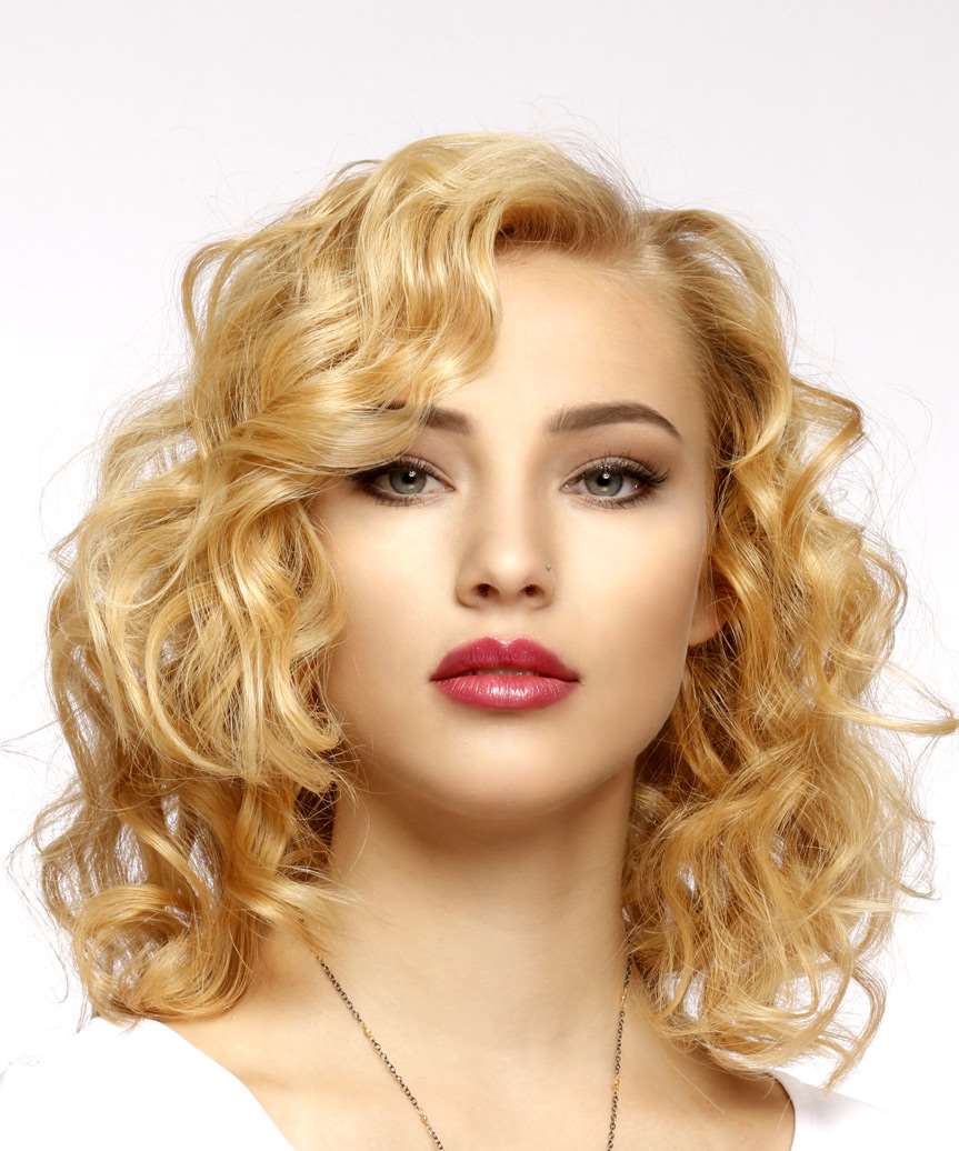 Medium Curly Haircuts Blonde