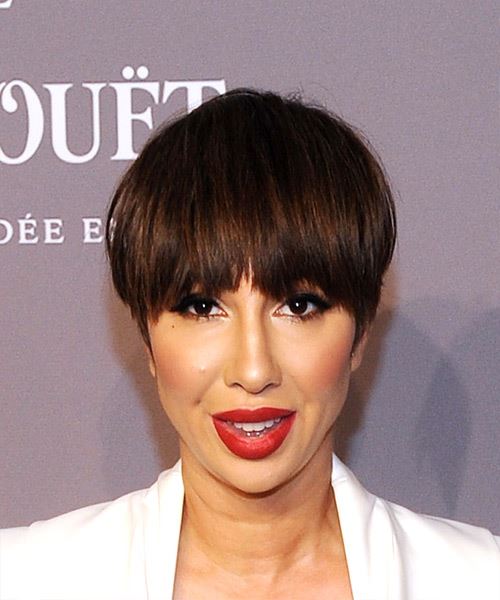 Jackie Cruz Brunette Pixie  with Layered Bangs