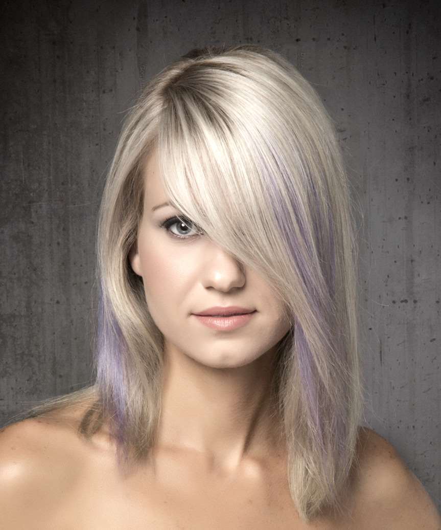 Two-Tone Platinum Blonde And Purple  - side view