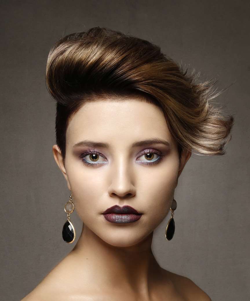 Short Straight Alternative Asymmetrical Hairstyle - Medium Brunette Hair Color