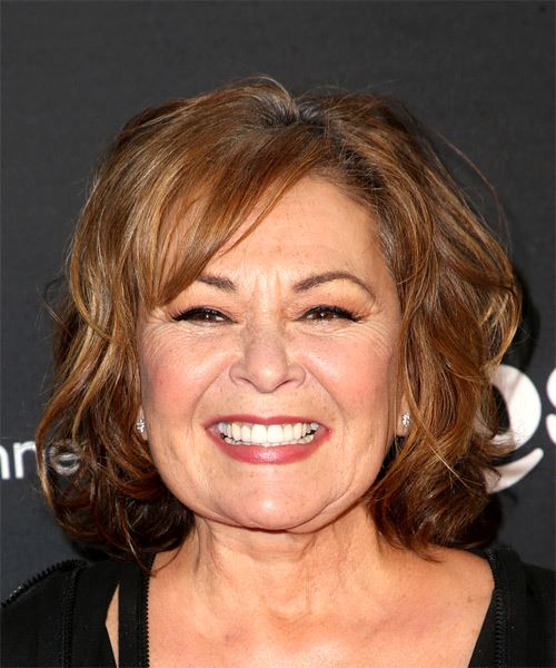 Roseanne Barr Medium Wavy    Hairstyle with Side Swept Bangs